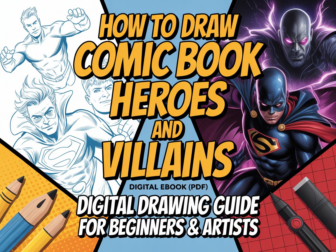 How To Draw Comic Book Heroes And Villains eBook | Digital Drawing Guide for Beginners & Artists - Digital eBook (PDF)