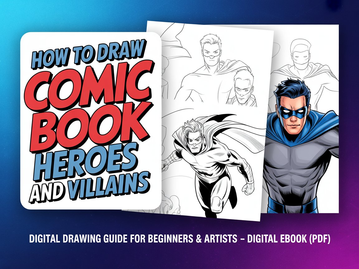 How To Draw Comic Book Heroes And Villains eBook | Digital Drawing Guide for Beginners & Artists - Digital eBook (PDF)