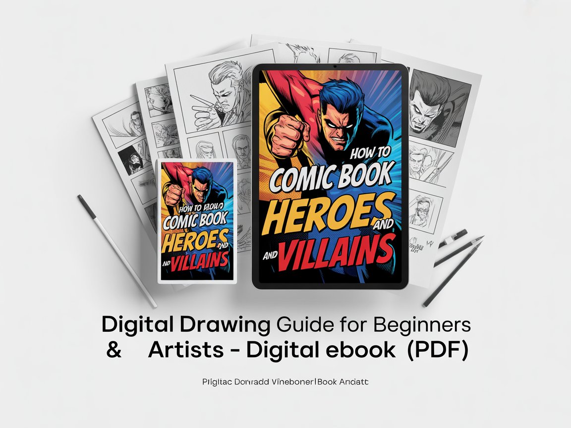 How To Draw Comic Book Heroes And Villains eBook | Digital Drawing Guide for Beginners & Artists - Digital eBook (PDF)